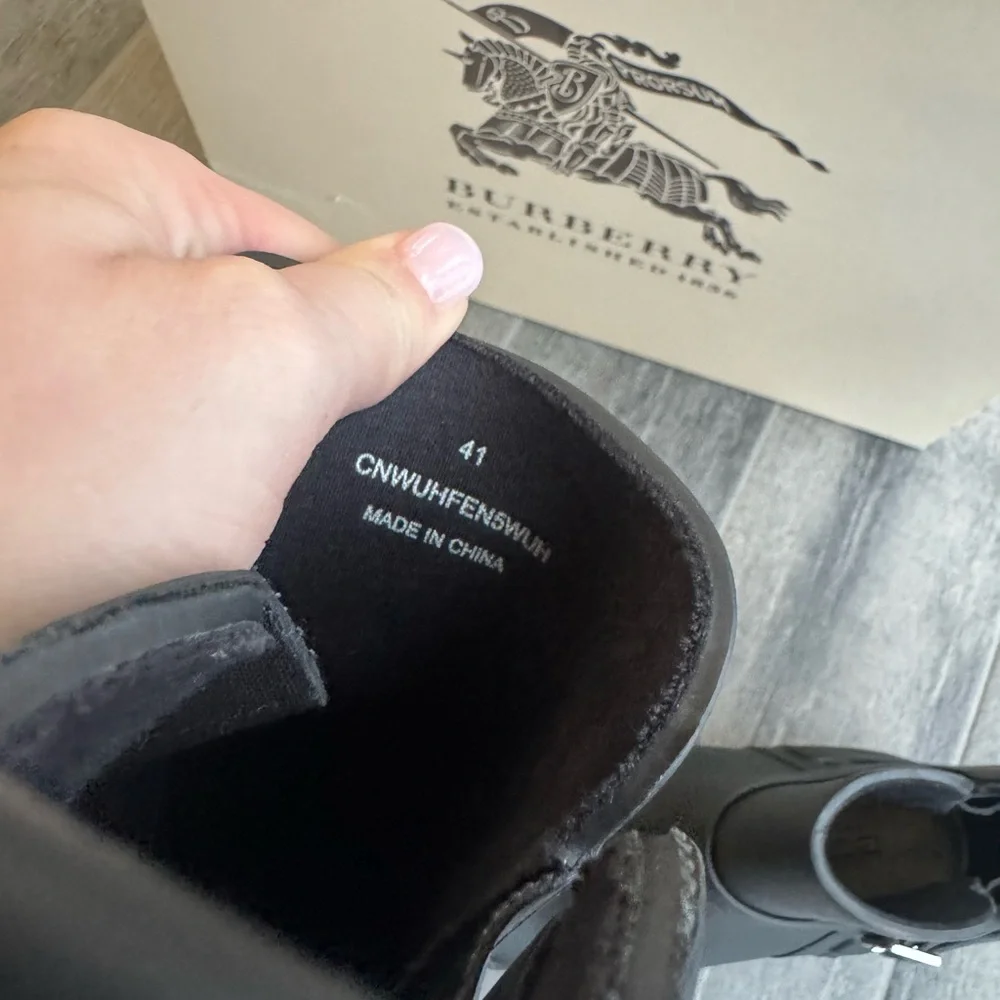 Burberry Black Short Rain Boots with Buckle Detail